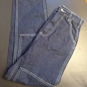 John Galt Jeans Women Small Blue Denim Double Knee Carpenter Dark Wash High Rise